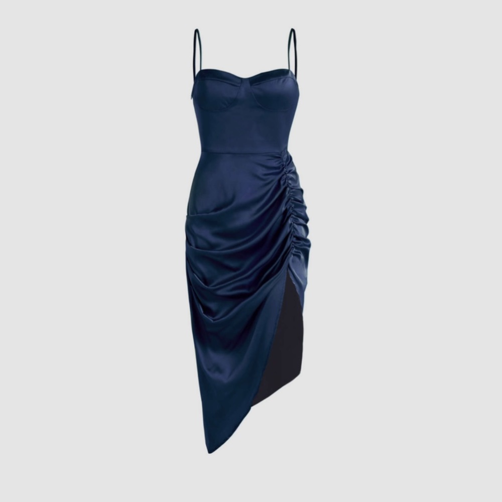 Illusion Ruched Midi Dress